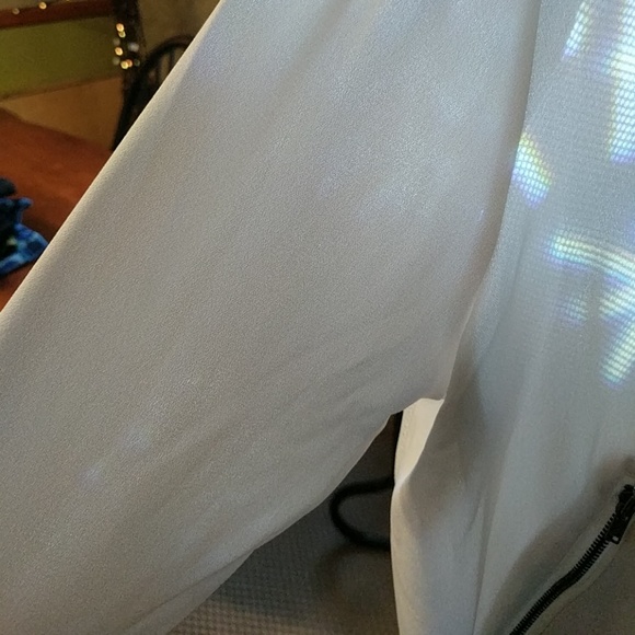 Cream colored sports meets couture zip up jacket. - Picture 3 of 4